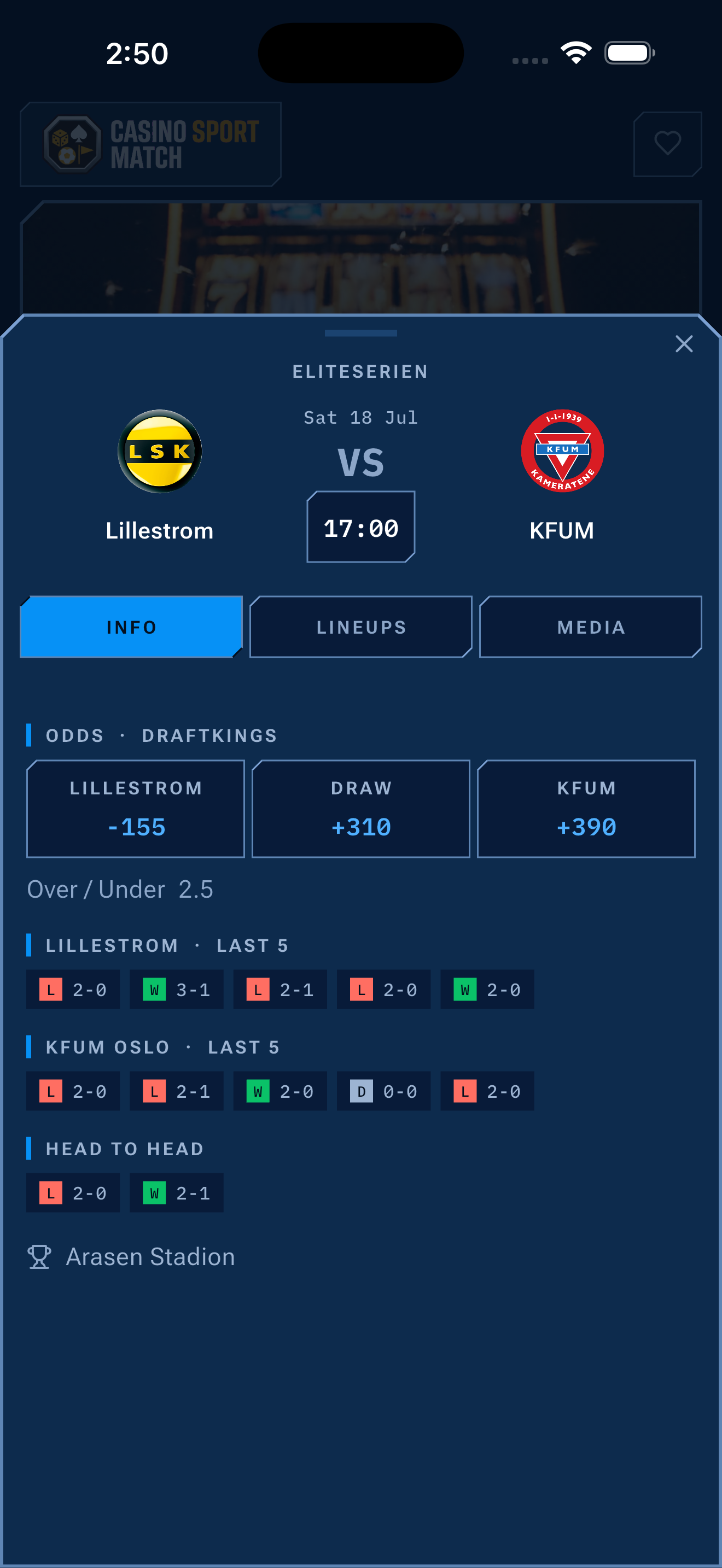 Match detail screen